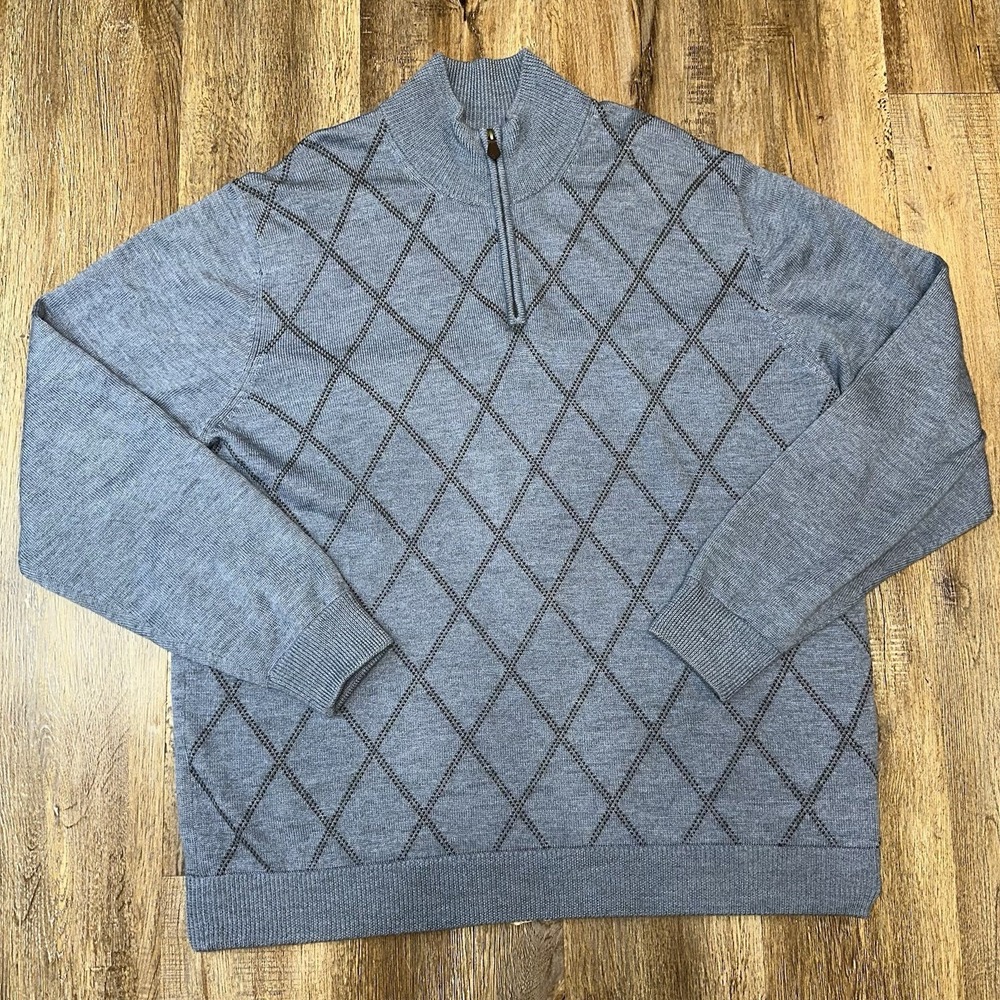 Brooks Brothers Merino Wool Quarter Zip Sweater XXL Mens Blue Comfortable